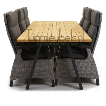 Tuinstoel Prato Brick wicker met Ambassador 240 cm teaktafel, tuinmeubels.nl, foto 3