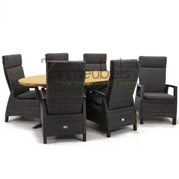 Tuinstoel Prato Forte wicker met Alto 240 cm teaktafel, tuinmeubels.nl, foto 1