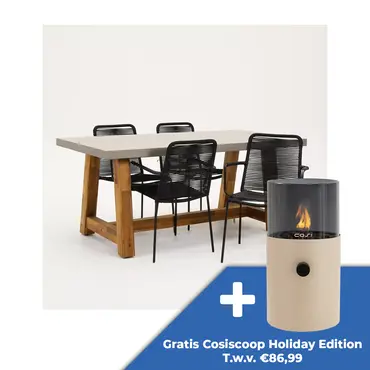 Tuinstoel Vita Luxor zwart met Veltis tafel 180 cm