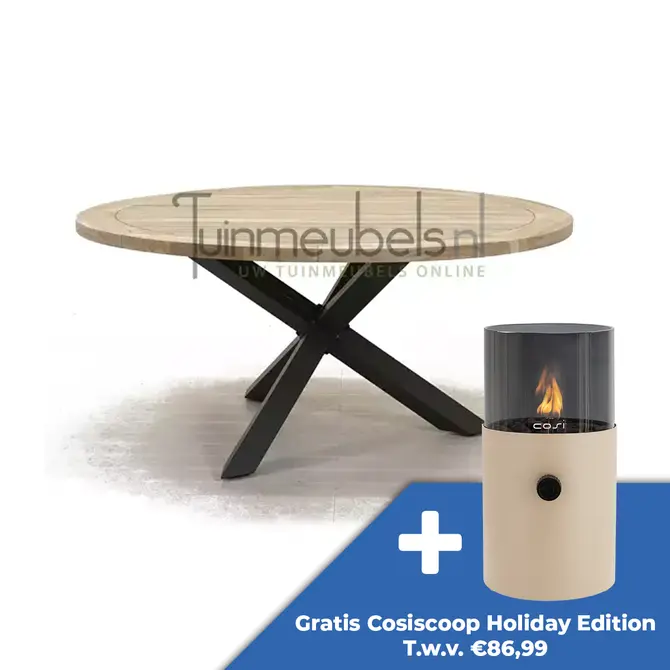 Tuintafel Louvre Teak 160cm Rond Alu Onderstel - afbeelding 1