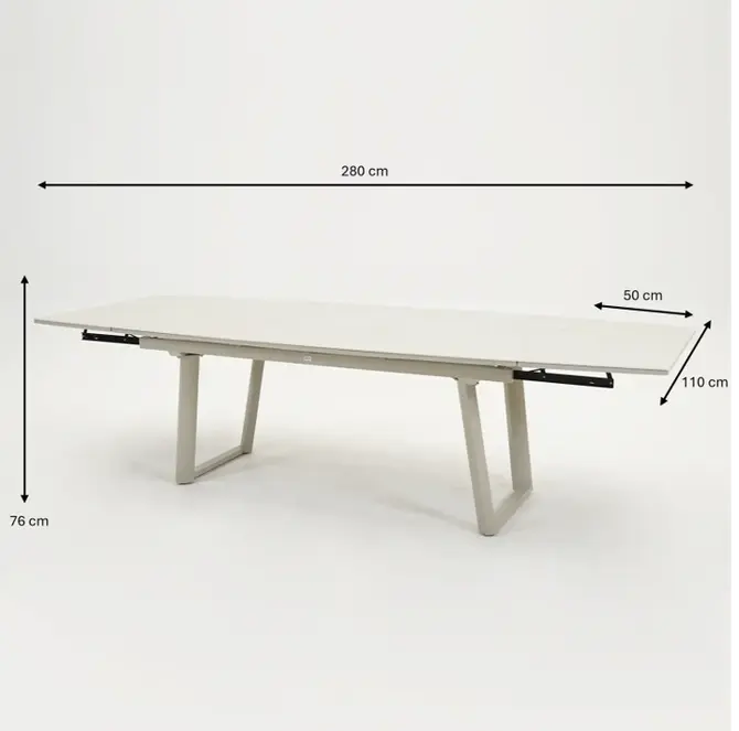 Tuintafel Manta uitgeschoven afmetingen, Vita Tuinmeubelen, tuincentrumoutlet.com