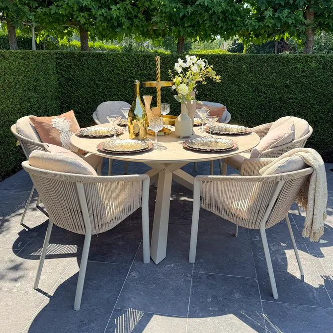 Tuintafel Rotonda 150 cm crème - afbeelding 6