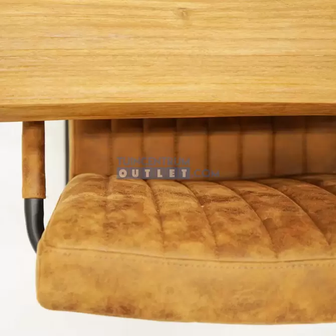 Tuintafel Spectral Ind teak 200x100 EKstoel Tate Cognac 6x, close up, tuincentrumoutlet.com