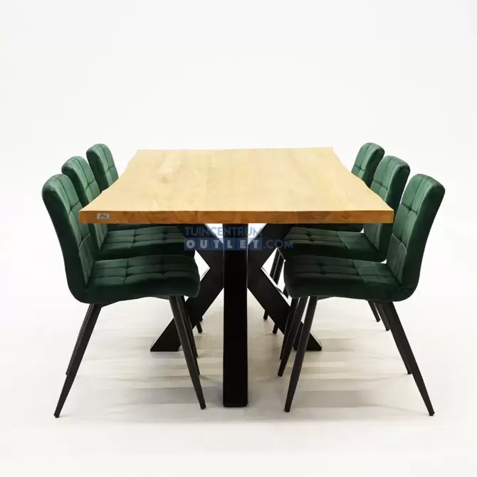 Tuintafel Spectral Ind teak 200x100 Velvet Donkergroen 6x, verticaal, tuincentrumoutlet.com