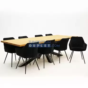 Tuintafel Spectral ind teak 260x100 EKstoel Lynn Zwart 4x2, diagonaal, tuincentrumoutlet.com