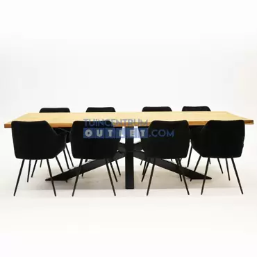 Tuintafel Spectral ind teak 260x100 EKstoel Lynn Zwart 4x2, horizontaal, tuincentrumoutlet.com