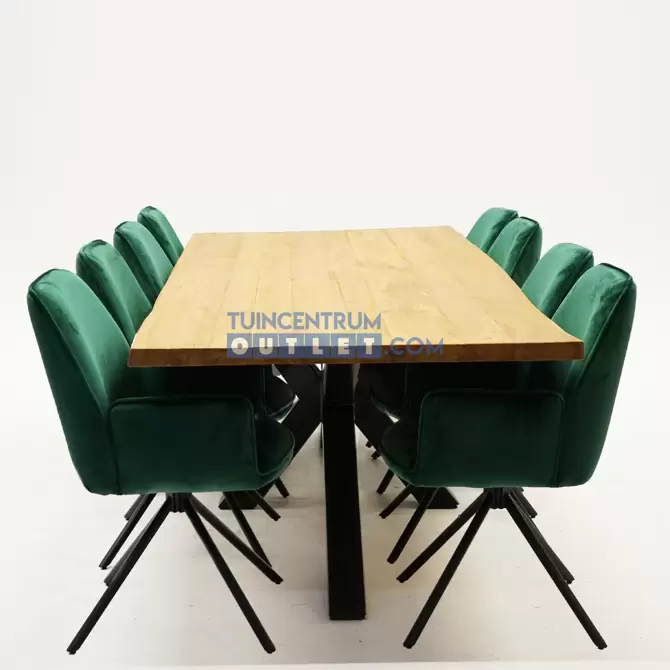 Tuintafel Spectral ind teak 260x100 Stoel Nova Groen 8x, verticaal, tuincentrumoutlet.com