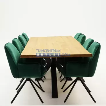 Tuintafel Spectral ind teak 260x100 Stoel Nova Groen 8x, verticaal, tuincentrumoutlet.com