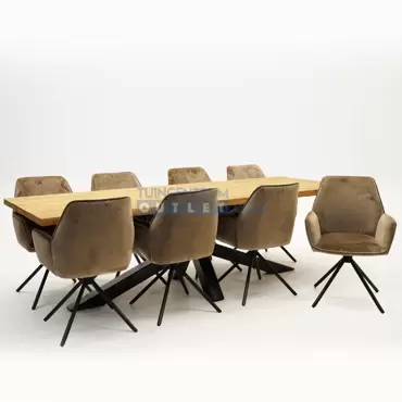 Tuintafel Spectral ind teak 260x100 Stoel Nova Taupe 8x, diagonaal, tuincentrumoutlet.com