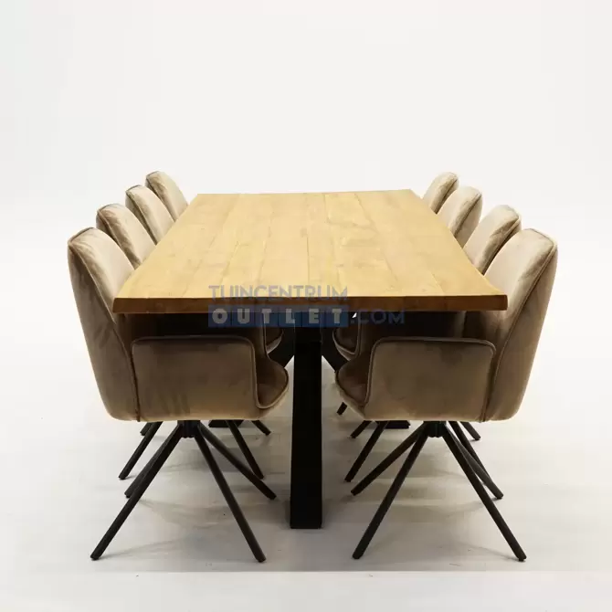 Tuintafel Spectral ind teak 260x100 Stoel Nova Taupe 8x, verticaal, tuincentrumoutlet.com 