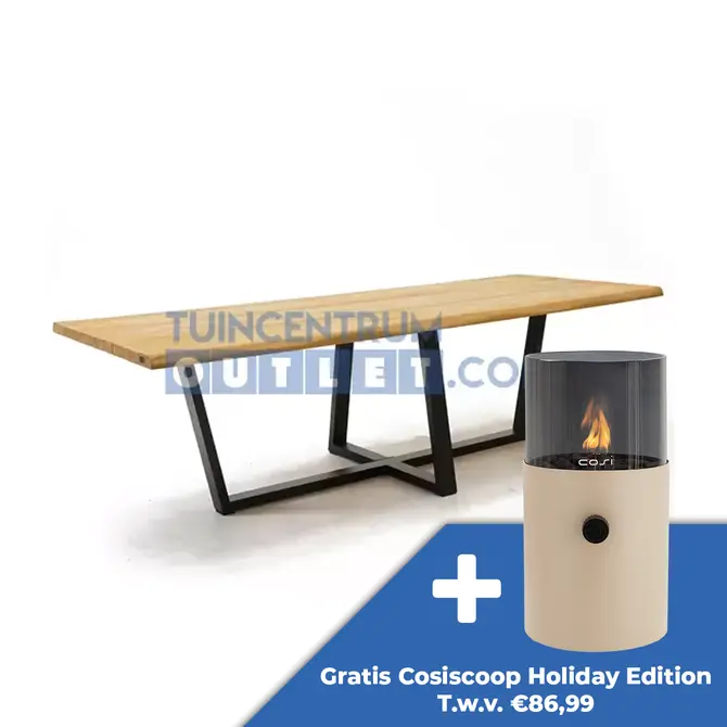 Tuintafel Universo 260 x 100 CM Teak Zwart RVS Aluminium Tafel Buiten Vita - afbeelding 1