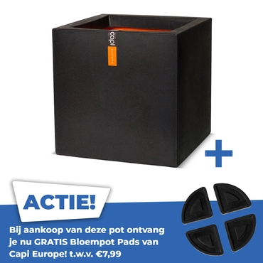 Urban Smooth NL IV bloempot vierkant zwart 50x50x50 cm plantenbak Capi
