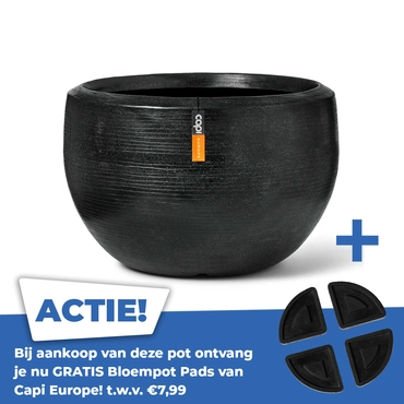 Vaas bol granite 88x60 zwart