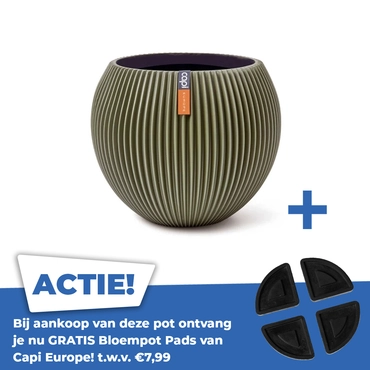 Vaas bol groove d13h10cm groen