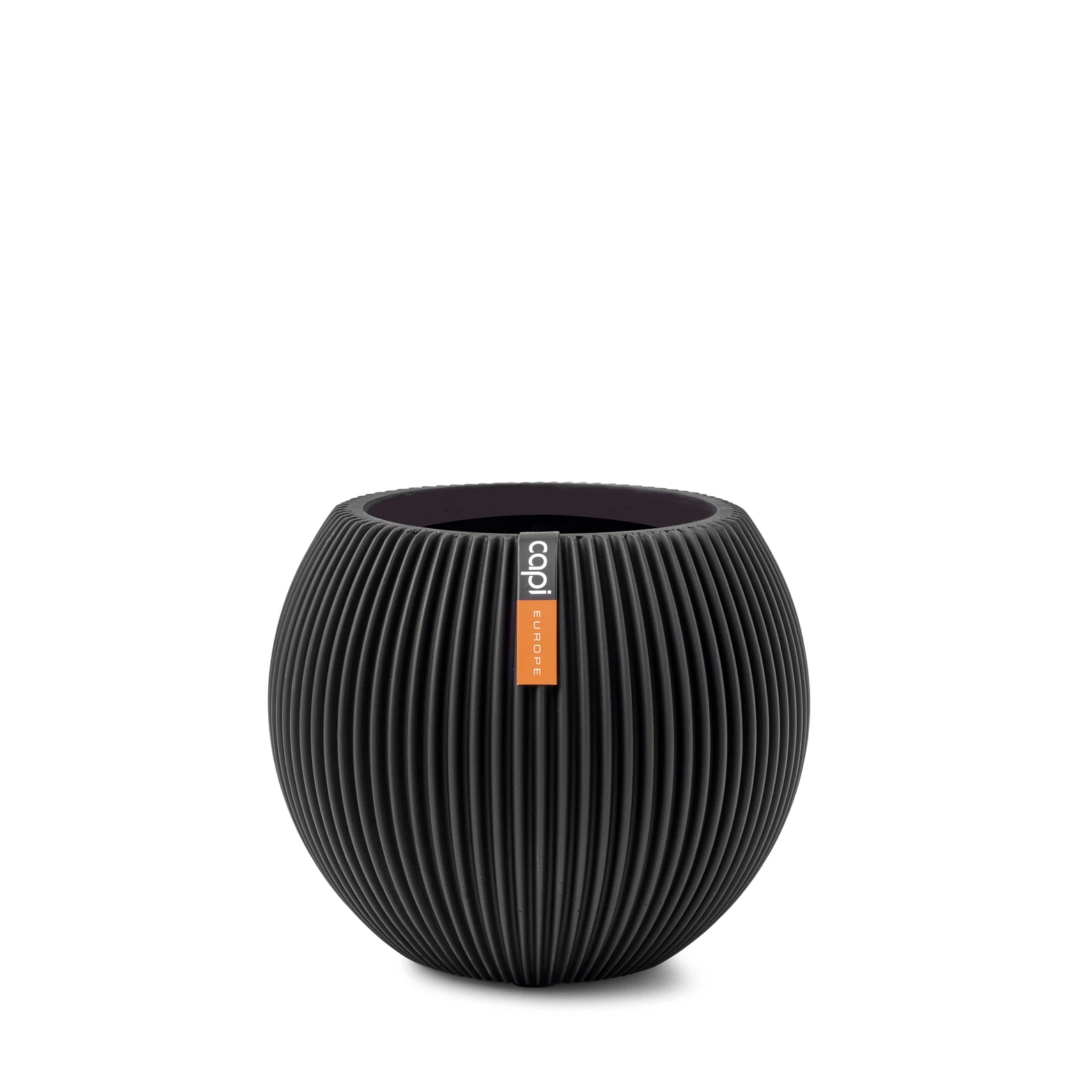 Vaas bol groove d13h10cm zwart afbeelding