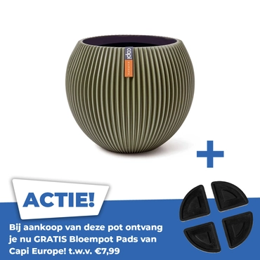 Vaas bol groove d18h15cm groen