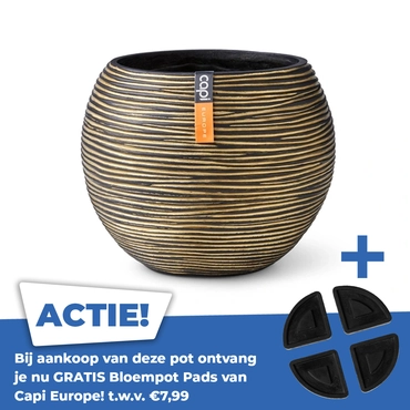Vaas Bol Rib 18x15 Zwart Goud