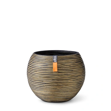 Vaas Bol Rib 22x18 Zwart Goud, Capi Europe, Tuincentrum Outlet