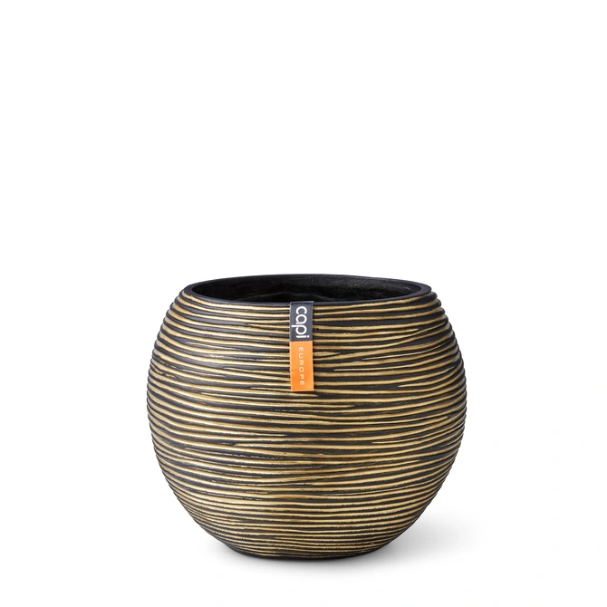 Vaas Bol Rib 29x26 Zwart Goud, Capi Europe, Tuincentrum Outlet