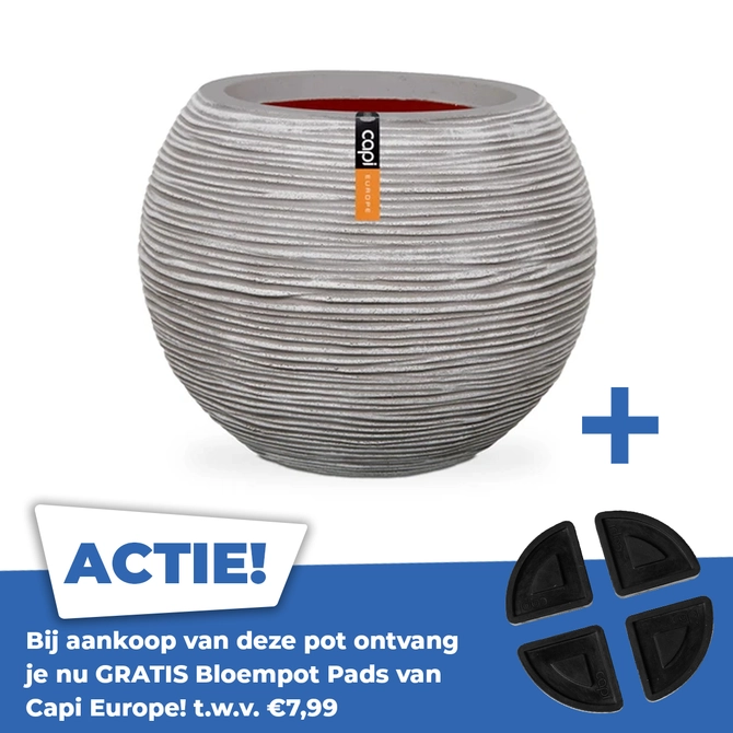 Vaas bol Rib NL 40x32 ivoor - afbeelding 1