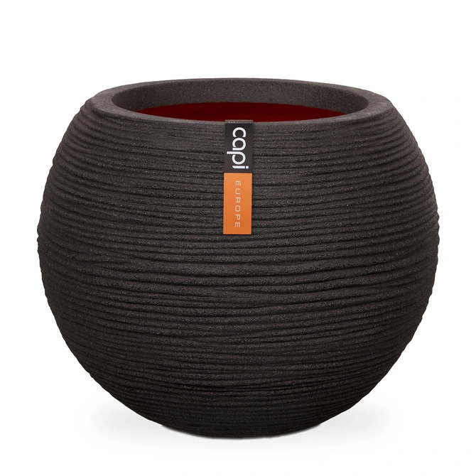 Vase ball Rib NL 40x32 black, Capi Europe, tuincentrumoutlet