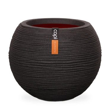 Vase ball Rib NL 40x32 black, Capi Europe, tuincentrumoutlet