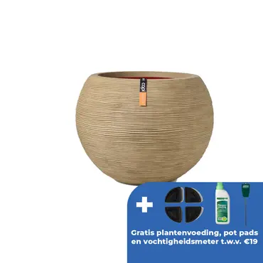 Vaas bol rib nl d40h32cm beige - afbeelding 1