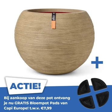 Vaas bol rib nl d40h32cm beige - afbeelding 1