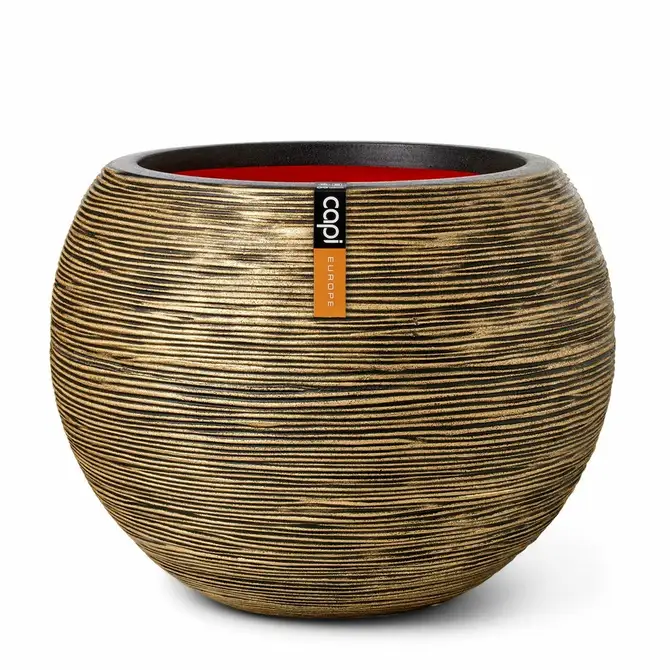 Vase ball Rib NL 62x48 black gold, Capi Europe, tuincentrumoutlet