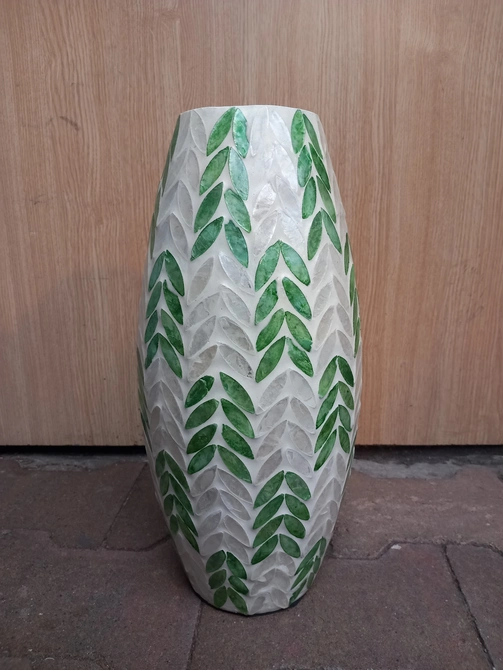 Vaas capiz d16h35cm groen - afbeelding 1