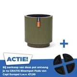 Vaas cilinder groove d11h12cm groen