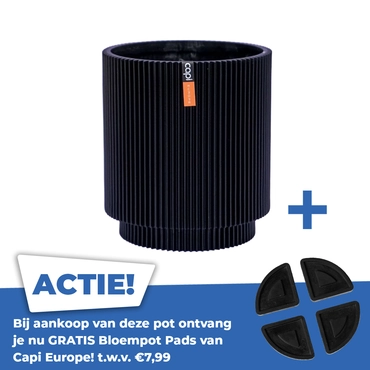 Vaas cilinder groove d11h12cm zwart - afbeelding 1