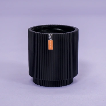 Vaas cilinder groove d15h17cm zwart