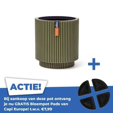 Vaas cilinder groove d19h21cm groen - afbeelding 1