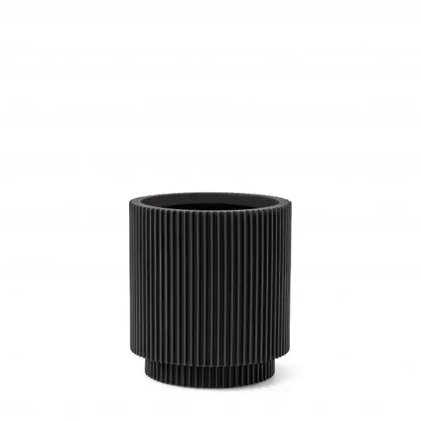 Vaas cilinder groove d19h21cm zwart afbeelding