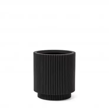 Vaas cilinder groove d19h21cm zwart, capi, www.tuincentrumoutlet.com