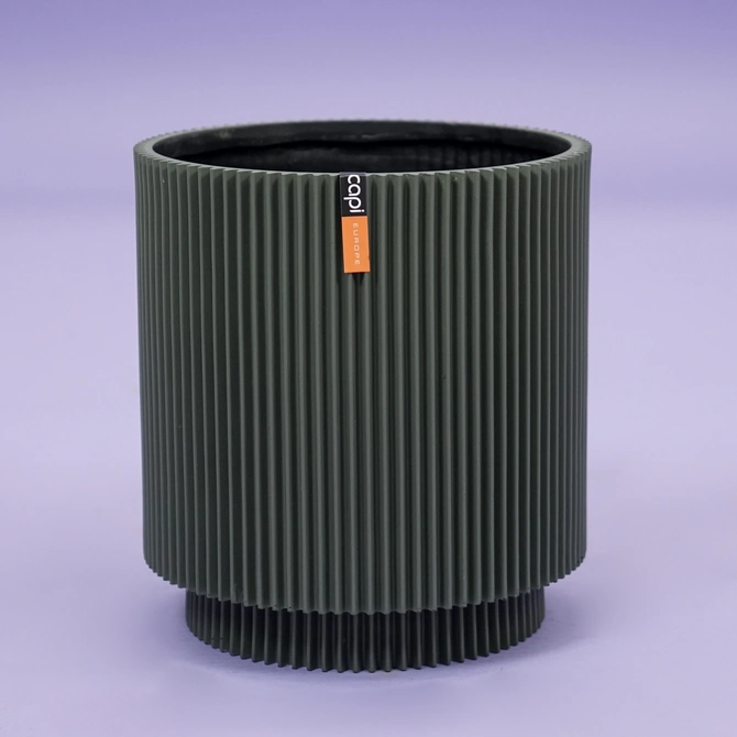 Vaas cilinder groove d23h25cm groen - afbeelding 1