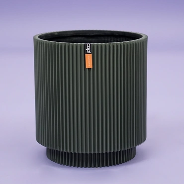Vaas cilinder groove d23h25cm groen - afbeelding 1