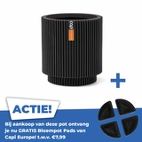 Vaas cilinder groove d23h25cm zwart