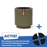 Vaas cilinder groove d8h9cm groen