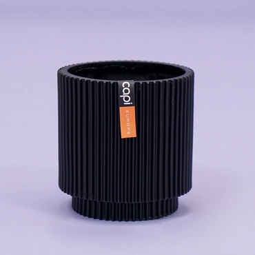 Vaas cilinder groove d8h9cm zwart - afbeelding 1