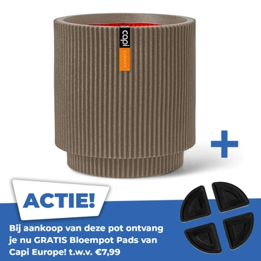 Vaas cilinder Groove NL 44x46 warm taupe - afbeelding 1