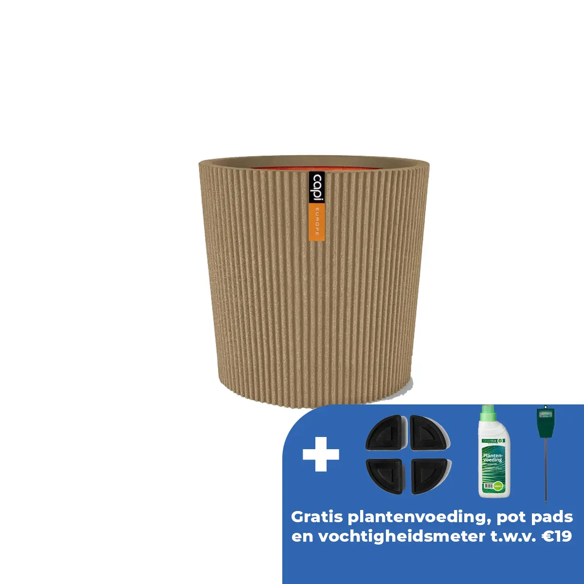 Vaas conisch groove nl d36h34 beige afbeelding