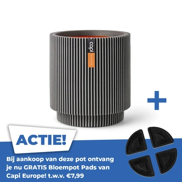 Vaas cylinder groove nl 36x38cm antraciet - afbeelding 1