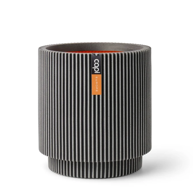 Vase cylinder Groove NL 36x38 anthracite, Capi Europe, tuincentrumoutlet