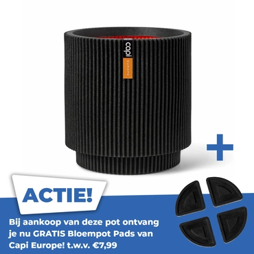 Vaas cylinder groove nl 36x38cm zwart