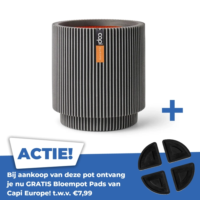 Vaas cylinder groove nl 44x46cm antraciet - afbeelding 1