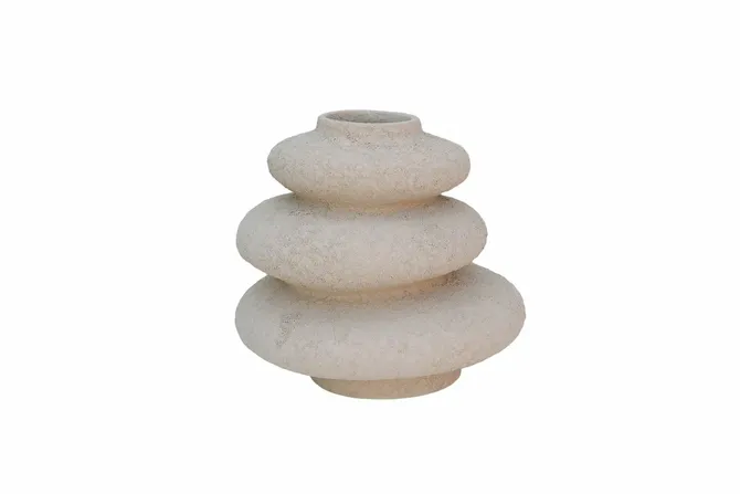 Vaas deco kemi d21h21cm beige, HS Potterie, tuincentrumoutlet.com