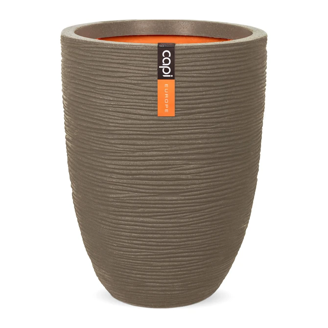 Vaas elegant laag Rib NL 46x58 warm taupe, Capi Europe, tuincentrumoutlet