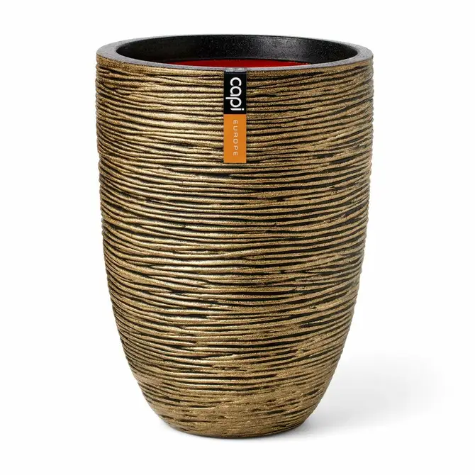 Vase elegant low Rib NL 34x46 black gold, Capi Europe, tuincentrumoutlet